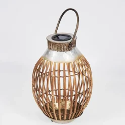 hofstein lampe solaire Mazomanie LED Bois clair, Rouille, 1 lumière