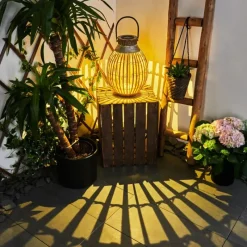 hofstein lampe solaire Mazomanie LED Bois clair, Rouille, 1 lumière