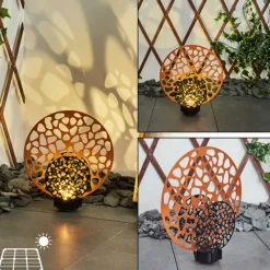 Luminaires Orientaux-hofstein lampe solaire Mesan LED Rouille, Noir, 2 lumières