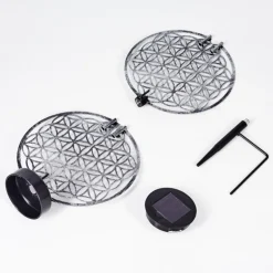 Luminaires Orientaux-hofstein lampe solaire Mésan LED Noir, Argenté, 1 lumière