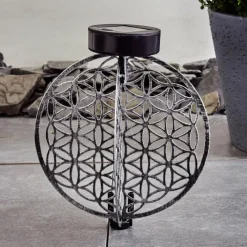 Luminaires Orientaux-hofstein lampe solaire Mésan LED Noir, Argenté, 1 lumière