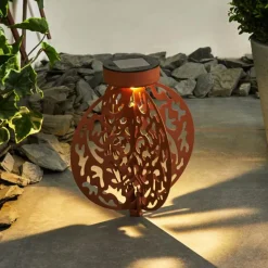 Luminaires Orientaux-hofstein lampe solaire Mésan LED Rouille, Noir, 1 lumière