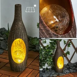 Luminaires Orientaux-hofstein lampe solaire Otterstad LED Brun, Or, 1 lumière