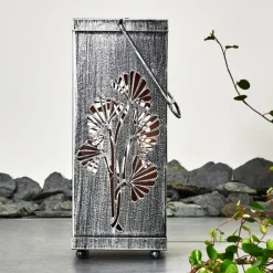 Luminaires Rustiques-hofstein lampe solaire Parikia LED Cuivre, Argenté, 1 lumière