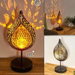 Luminaires Rustiques-hofstein lampe solaire Protaras LED Noir doré, 1 lumière