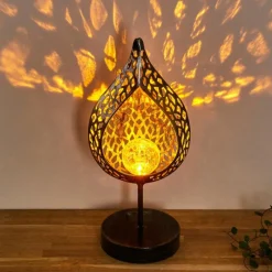 Luminaires Rustiques-hofstein lampe solaire Protaras LED Noir doré, 1 lumière