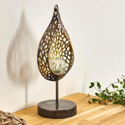 Luminaires Rustiques-hofstein lampe solaire Protaras LED Noir doré, 1 lumière