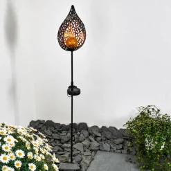 Luminaires Rustiques-hofstein lampe solaire Protaras LED Cuivre, Noir, 1 lumière