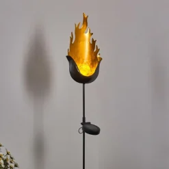 Luminaires Rustiques-hofstein lampe solaire Rovinj LED Noir doré, 1 lumière