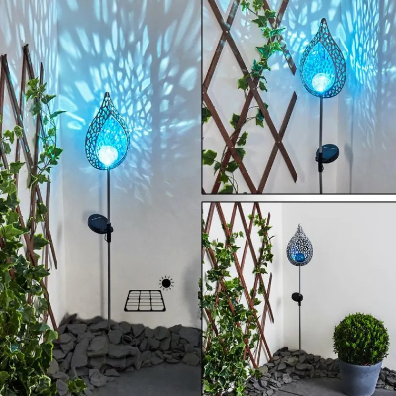 Luminaires Rustiques-hofstein lampe solaire Rovinj LED Bleu, Argenté, 1 lumière