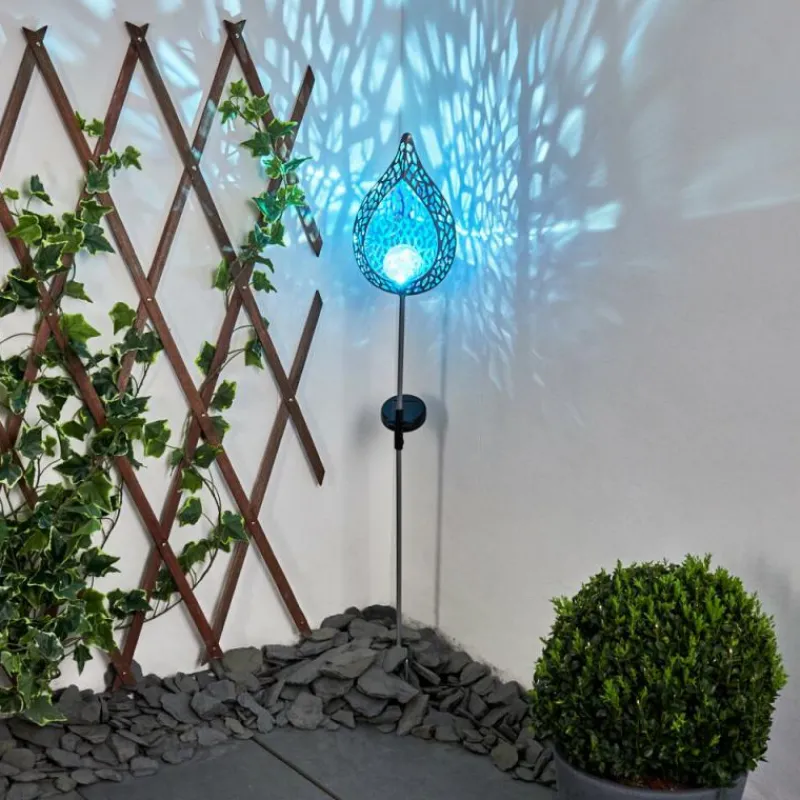 Luminaires Rustiques-hofstein lampe solaire Rovinj LED Bleu, Argenté, 1 lumière