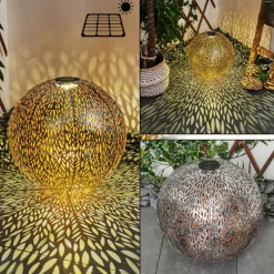 Luminaires Orientaux-hofstein lampe solaire Samoao LED Cuivre, Noir, Argenté, 1 lumière