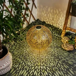 Luminaires Orientaux-hofstein lampe solaire Samoao LED Cuivre, Noir, Argenté, 1 lumière