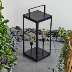 hofstein lampe solaire Sciolze LED Noir, Transparent, 2 lumières