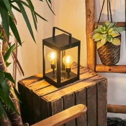 hofstein lampe solaire Sciolze LED Noir, Transparent, 2 lumières