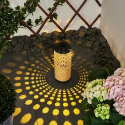 Style Boho-Chic-hofstein lampe solaire Sessivi LED Brun, Bois clair, Noir, 1 lumière