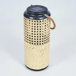 Style Boho-Chic-hofstein lampe solaire Sessivi LED Brun, Bois clair, Noir, 1 lumière