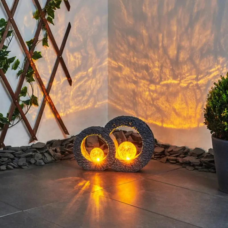 Luminaires Rustiques-hofstein lampe solaire Siviri LED Bleu, Gris, Transparent, 1 lumière