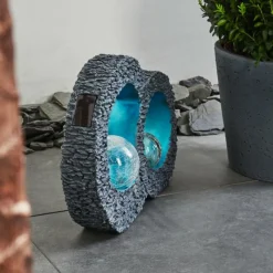 Luminaires Rustiques-hofstein lampe solaire Siviri LED Bleu, Gris, Transparent, 1 lumière