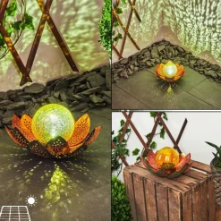 Luminaires Orientaux-hofstein lampe solaire Taft LED Vert, Cuivre, 1 lumière