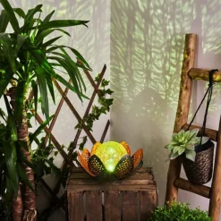 Luminaires Orientaux-hofstein lampe solaire Taft LED Vert, Cuivre, 1 lumière