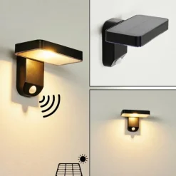 hofstein Lampe solaires Bondarp LED Noir, 1 lumière, Détecteur de mouvement