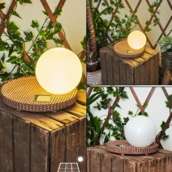 hofstein Lampe solaires Centrache LED Brun, 1 lumière