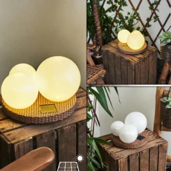 Lampes À Boules-hofstein Lampe solaires Centrache LED Brun, 3 lumières