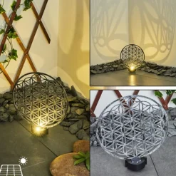 hofstein Lampe solaires Kupa LED Noir, Argenté, 2 lumières