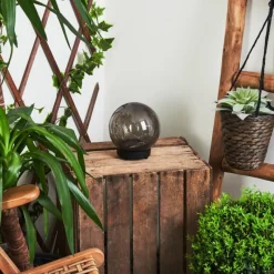 Suspension Verre Fumé-hofstein Lampe solaires Pollenca LED Noir, 20 lumières