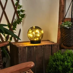 Suspension Verre Fumé-hofstein Lampe solaires Pollenca LED Noir, 20 lumières