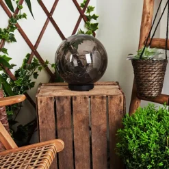 Suspension Verre Fumé-hofstein Lampe solaires Pollenca LED Noir, 40 lumières