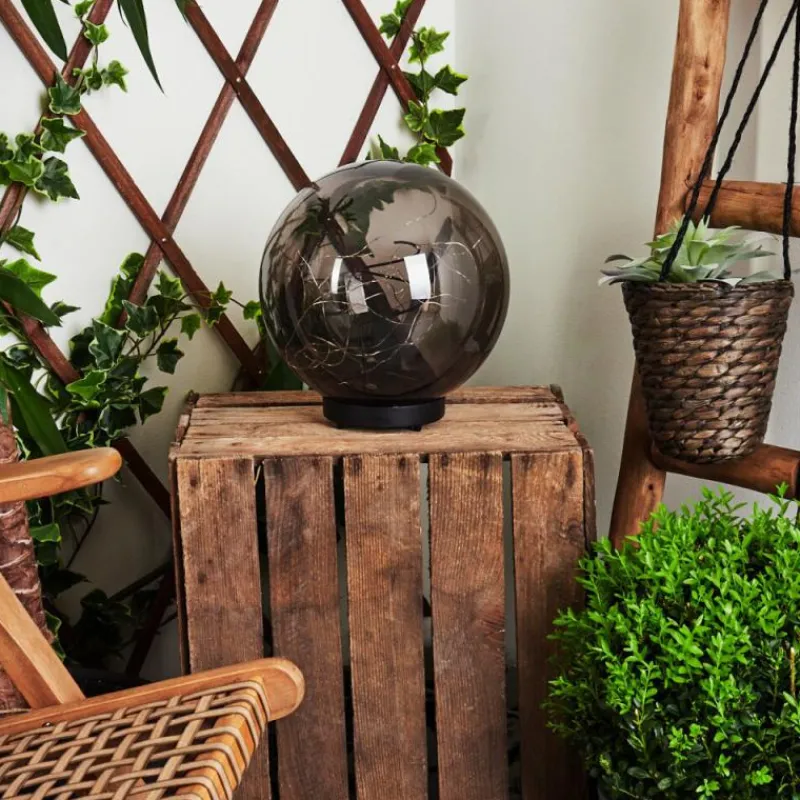 Suspension Verre Fumé-hofstein Lampe solaires Pollenca LED Noir, 40 lumières