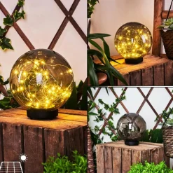 Suspension Verre Fumé-hofstein Lampe solaires Pollenca LED Noir, 30 lumières