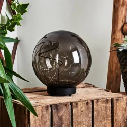 Suspension Verre Fumé-hofstein Lampe solaires Pollenca LED Noir, 30 lumières