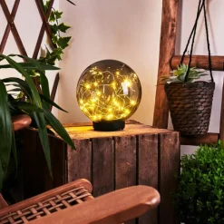 Suspension Verre Fumé-hofstein Lampe solaires Pollenca LED Noir, 30 lumières