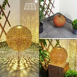 Luminaires Orientaux-hofstein Lampe solaires Samoao LED Rouille, Noir, 1 lumière