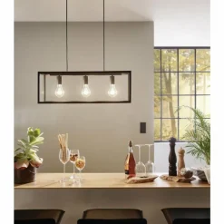 Luminaires Eglo Lampe suspendue Eglo CHARTERHOUSE Noir, 3 lumières