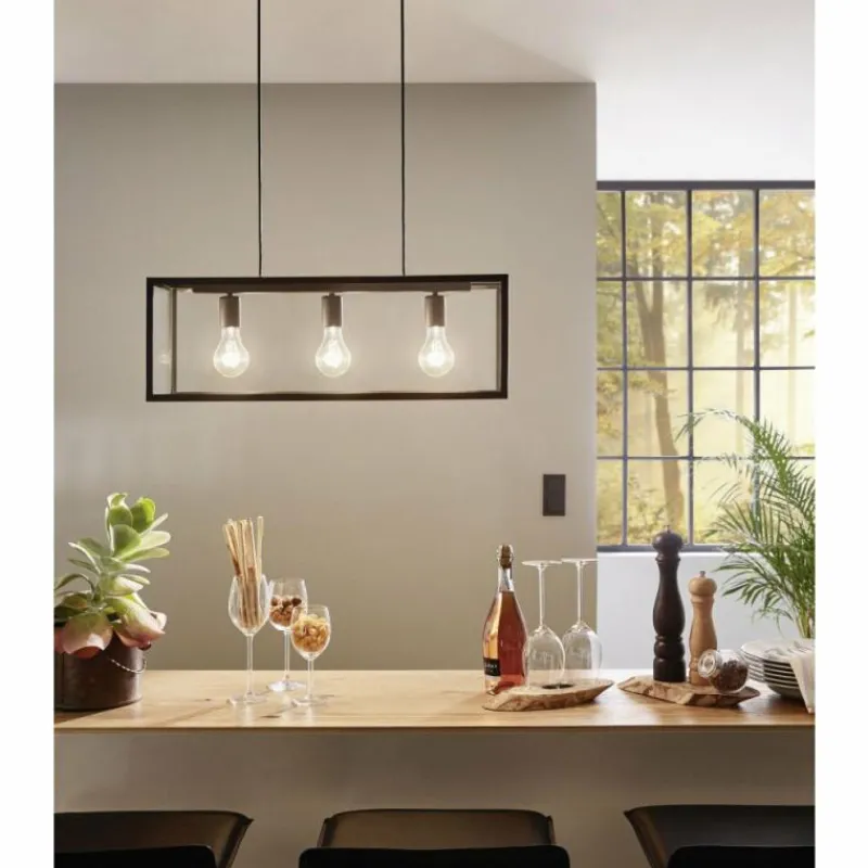 Luminaires Eglo Lampe suspendue Eglo CHARTERHOUSE Noir, 3 lumières