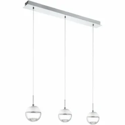 Luminaires Scandinaves-Luminaires Eglo Lampe suspendue Eglo MONTEFIO 1 LED Chrome, Aspect cristal, 3 lumières