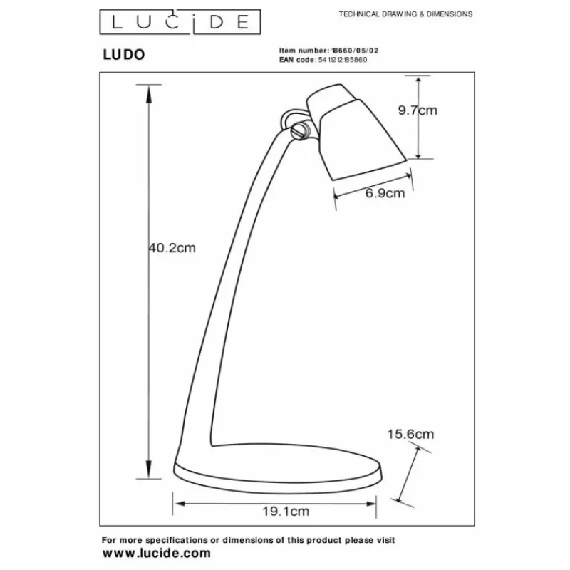 Lampes Dorées-Luminaires Lucide Lampes de table Lucide LUDO LED Noir, 1 lumière