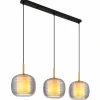 Suspension Verre Fumé-Luminaires Globo Lighting Lampigna Suspension Laiton, Noir, 3 lumières