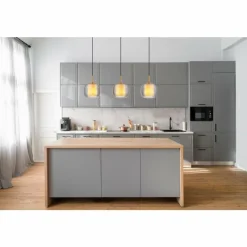 Suspension Verre Fumé-Luminaires Globo Lighting Lampigna Suspension Laiton, Noir, 3 lumières