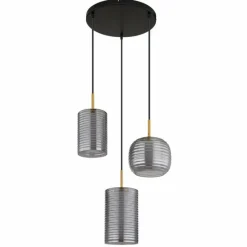 Suspension Verre Fumé-Luminaires Globo Lighting Lampigna Suspension LED Laiton, Noir, 1 lumière