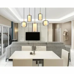 Suspension Verre Fumé-Luminaires Globo Lighting Lampigna Suspension LED Laiton, Noir, 1 lumière