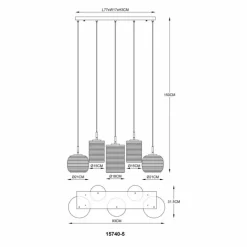 Suspension Verre Fumé-Luminaires Globo Lighting Lampigna Suspension LED Laiton, Noir, 1 lumière