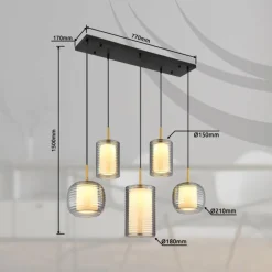 Suspension Verre Fumé-Luminaires Globo Lighting Lampigna Suspension LED Laiton, Noir, 1 lumière