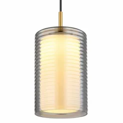 Suspension Verre Fumé-Luminaires Globo Lighting Lampigna Suspension LED Laiton, Noir, 1 lumière