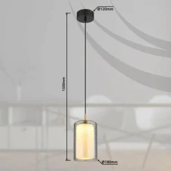Suspension Verre Fumé-Luminaires Globo Lighting Lampigna Suspension LED Laiton, Noir, 1 lumière