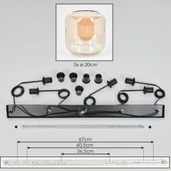 hofstein Lauden Suspension Ambre, 5 lumières